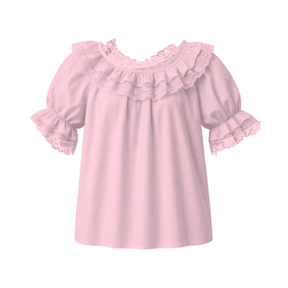 Basic Laced Blouse in Pink