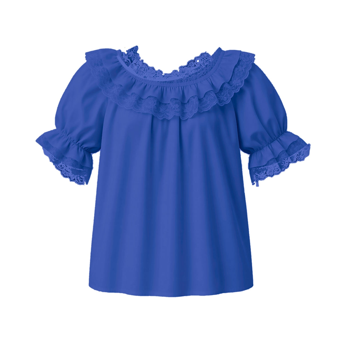 Basic Laced Blouse in Royal