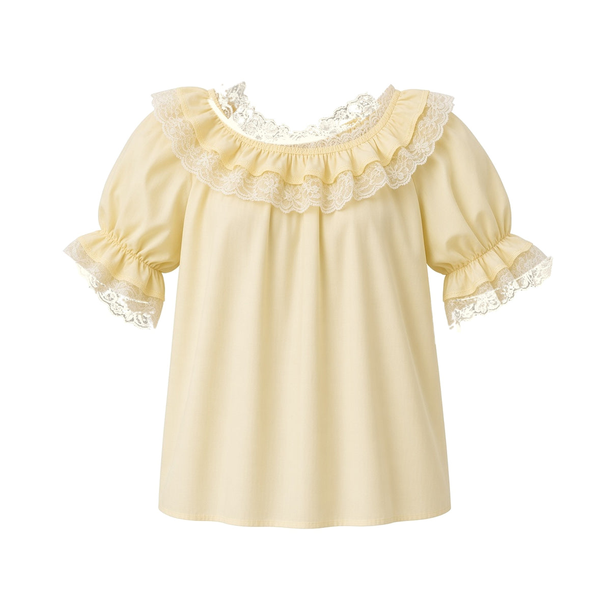 Basic Laced Blouse in Yellow