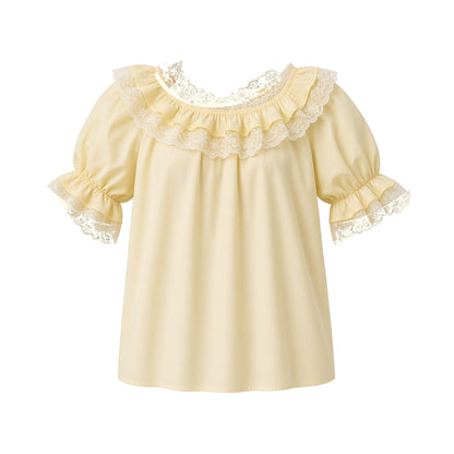 Basic Laced Blouse in Yellow