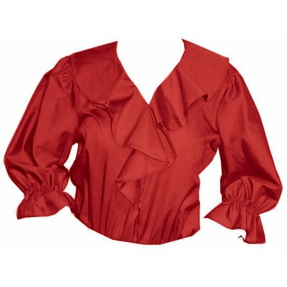 Shawl Collar Blouse in Red