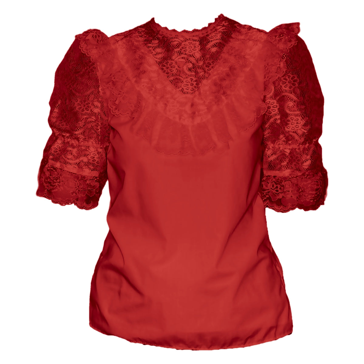 Elegant Laced Blouse in Red