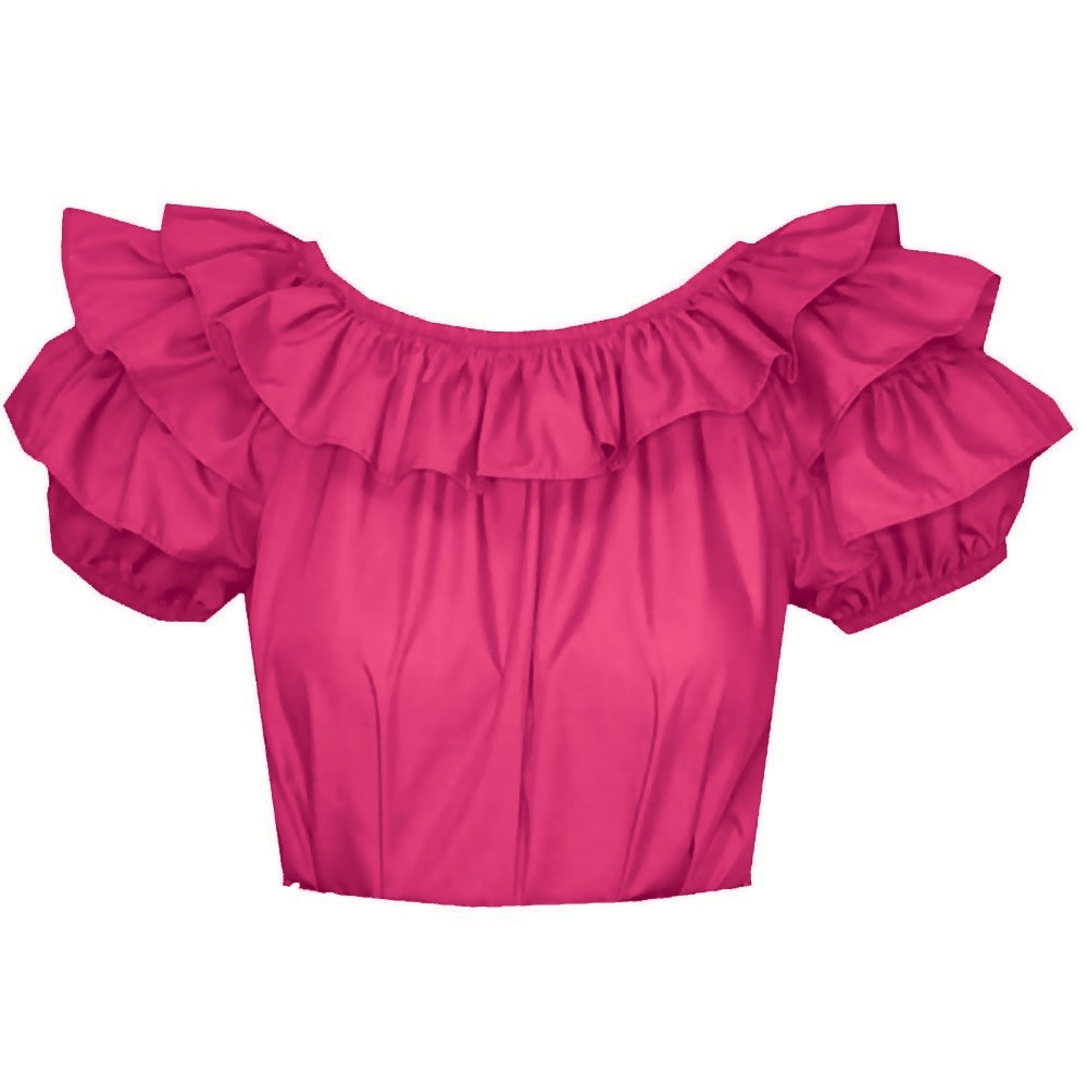 Triple Ruffle Blouse in Fuchsia