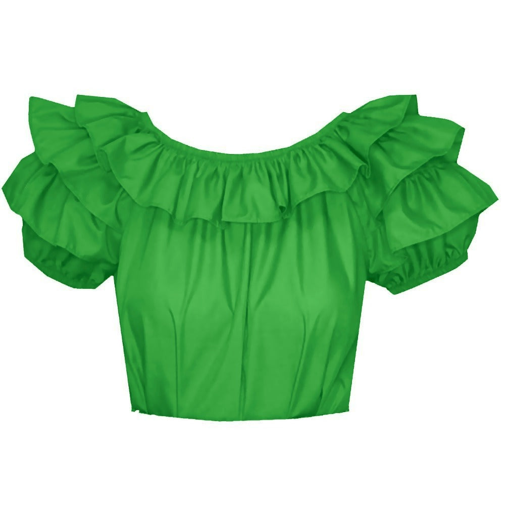 Triple Ruffle Blouse in Kelly