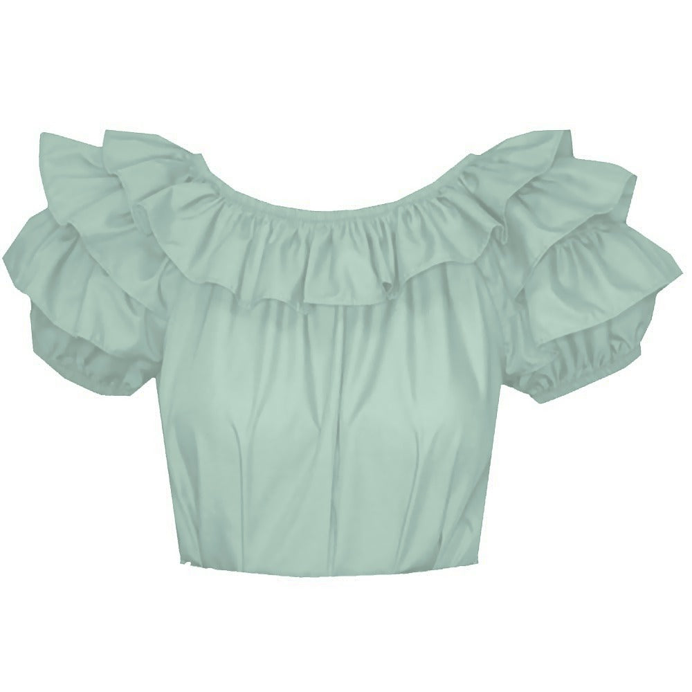 Triple Ruffle Blouse in Mint