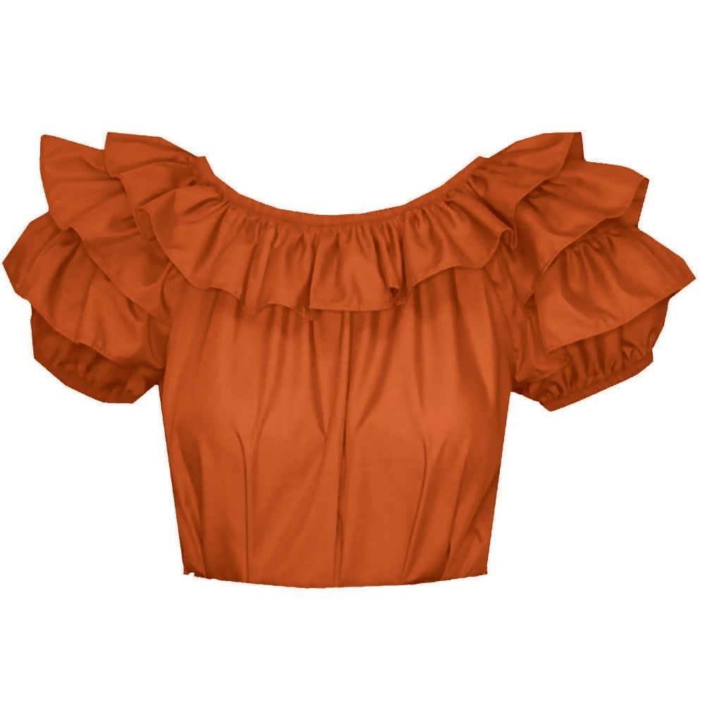 Triple Ruffle Blouse in Orange