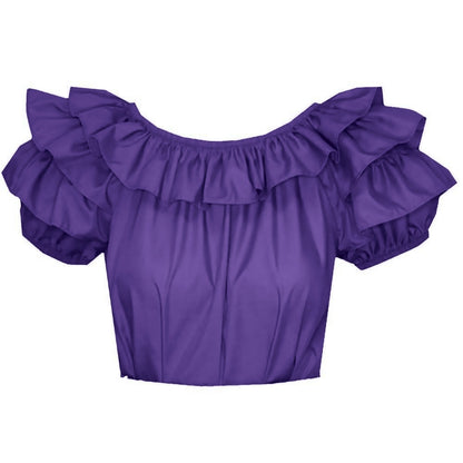 Triple Ruffle Blouse in Purple