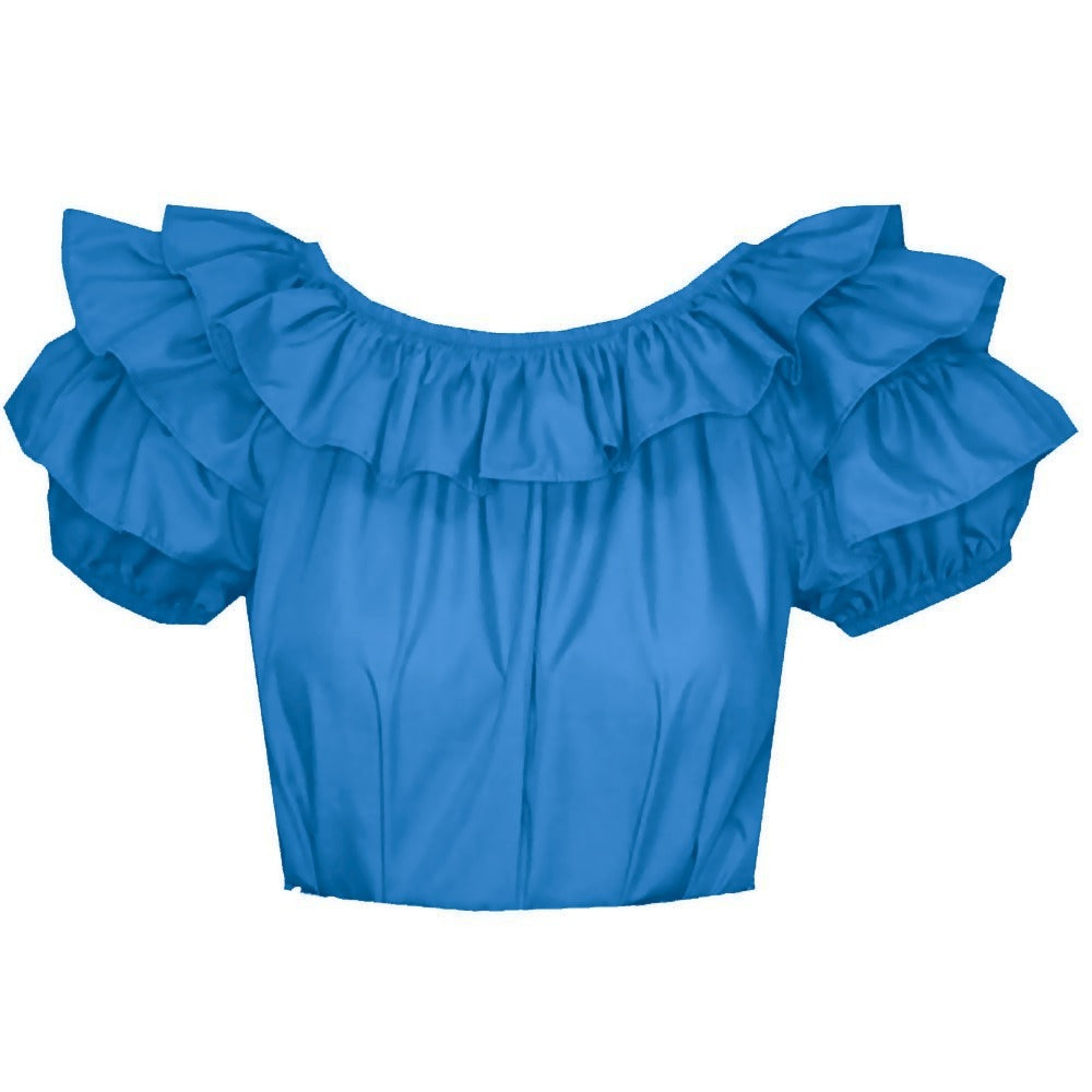 Triple Ruffle Blouse in Turquoise