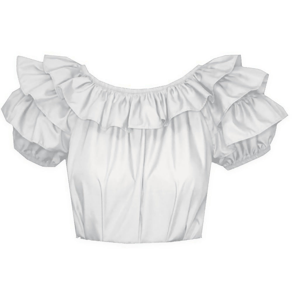 Triple Ruffle Blouse in White