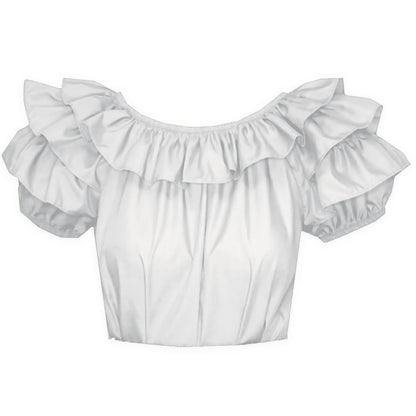 Triple Ruffle Blouse in White