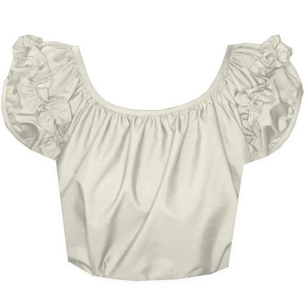 Basic Ruffle Blouse in Beige