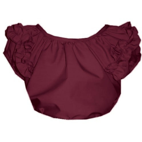 Childrens Ruffle Blouse in Burgundy