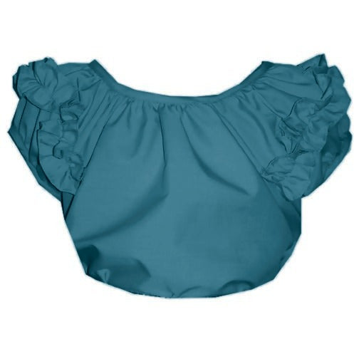 Childrens Ruffle Blouse in Jade