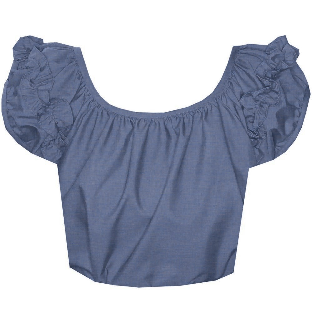 Basic Ruffle Blouse in Chambray