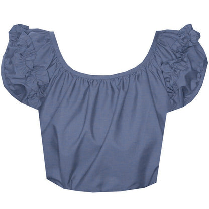 Basic Ruffle Blouse in Chambray