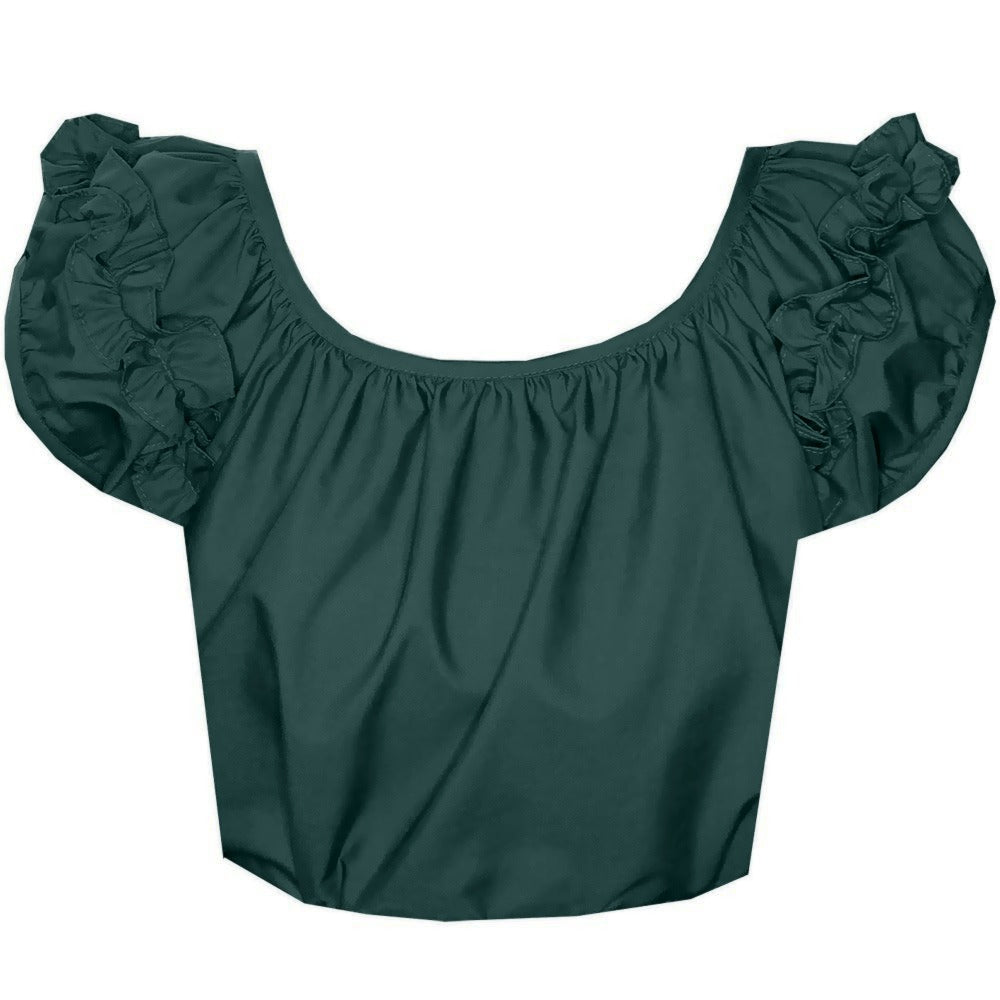 Basic Ruffle Blouse in Hunter