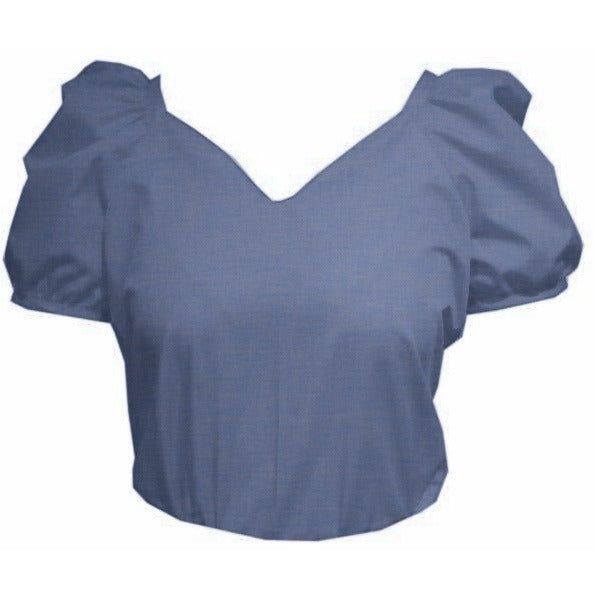Sweetheart Neck Blouse in Chambray