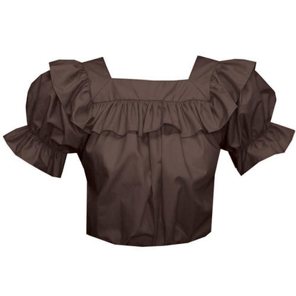 Square Neck Blouse in Brown