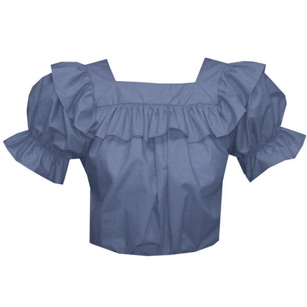 Square Neck Blouse in Chambray