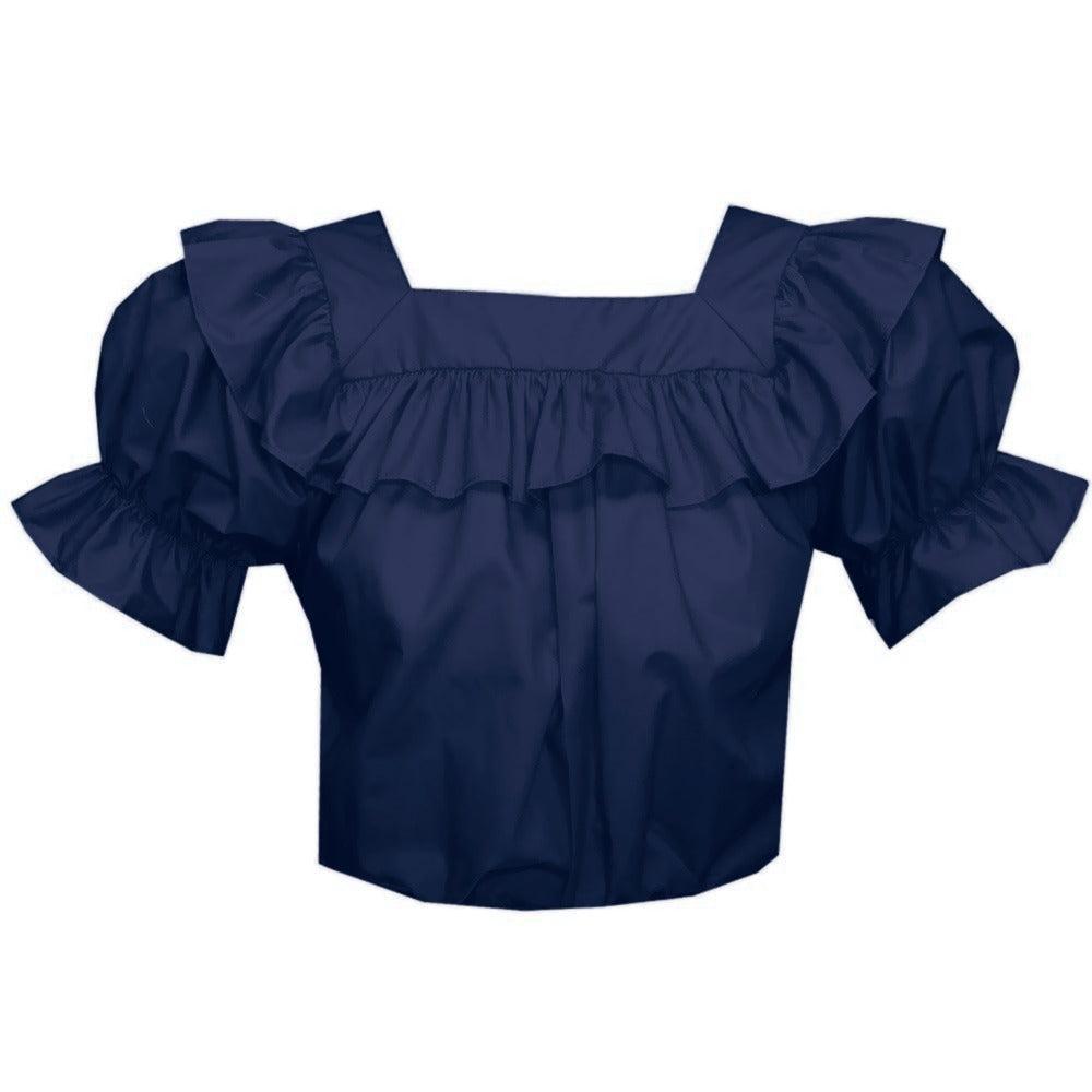 Square Neck Blouse in Navy
