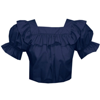Square Neck Blouse in Navy