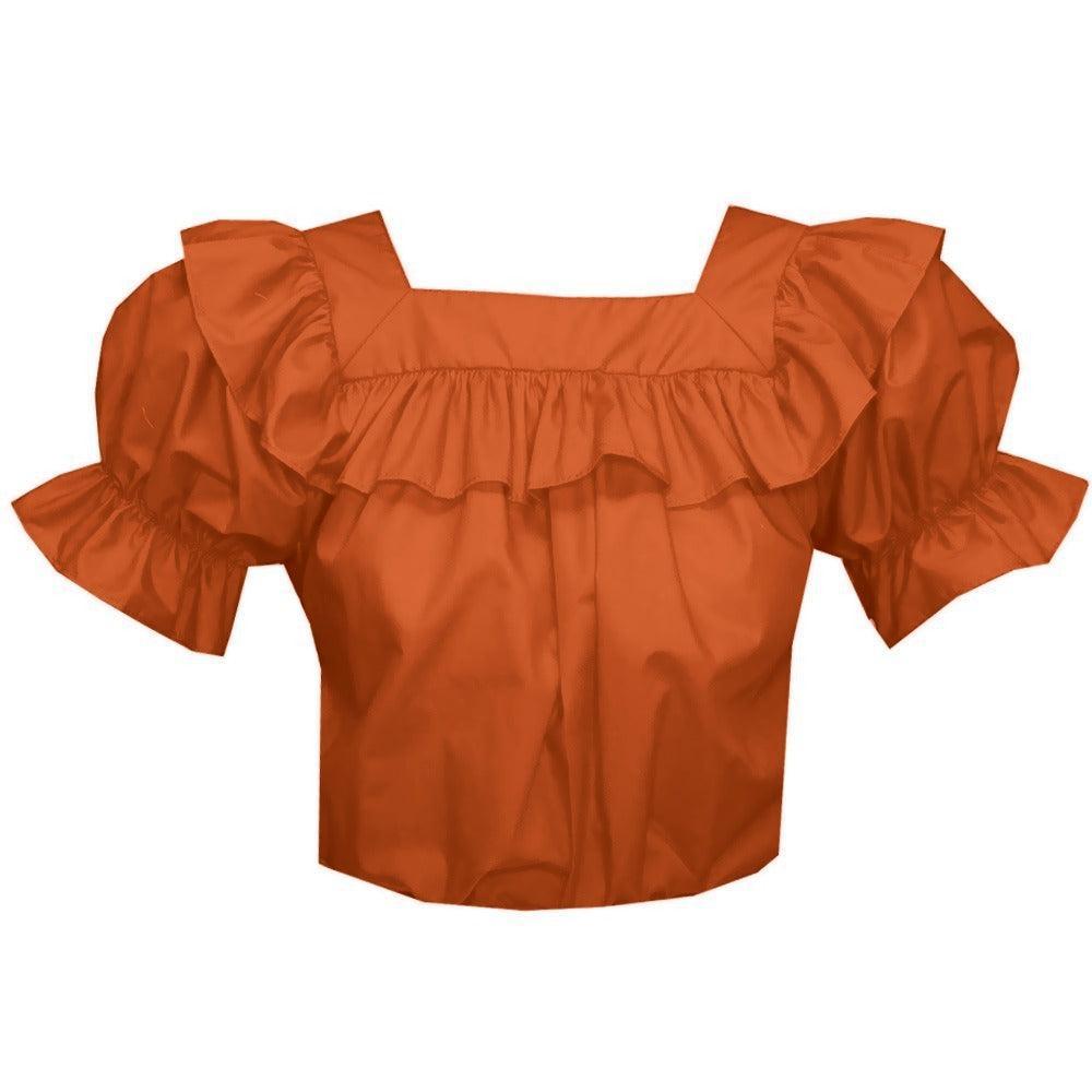 Square Neck Blouse in Orange