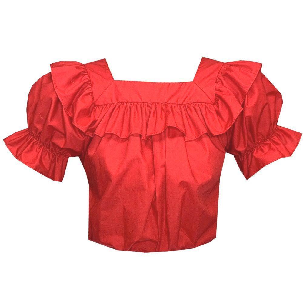 Square Neck Blouse in Red