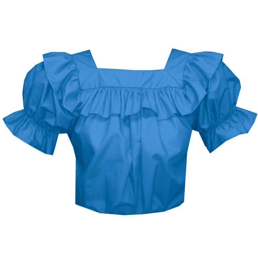 Square Neck Blouse in Turquoise