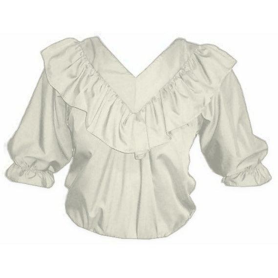 V Neck 3/4 Sleeve Blouse in Beige