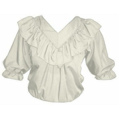 V Neck 3/4 Sleeve Blouse in Beige