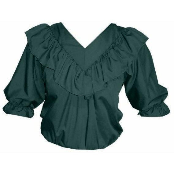 V Neck 3/4 Sleeve Blouse in Hunter