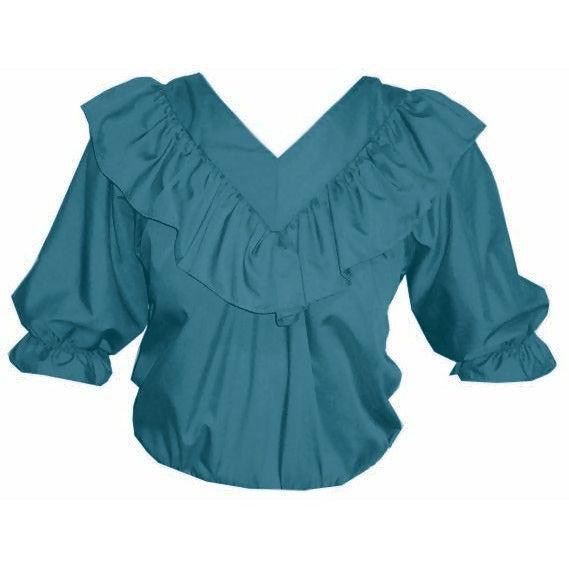 V Neck 3/4 Sleeve Blouse in Jade