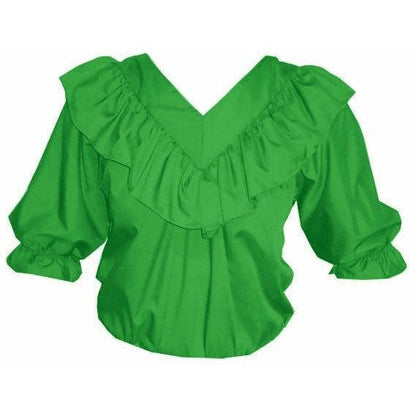 V Neck 3/4 Sleeve Blouse in Kelly