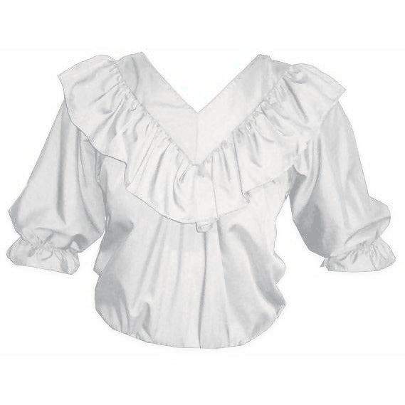 V Neck 3/4 Sleeve Blouse in White