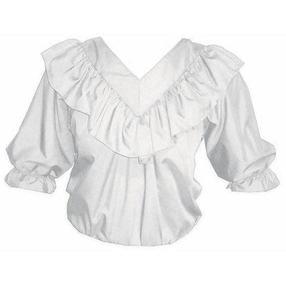 V Neck 3/4 Sleeve Blouse in White