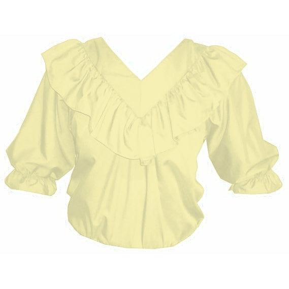 V Neck 3/4 Sleeve Blouse in Yellow