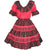 A red and black stripe fabric Regal Stripe Square Dance Outfit mexican dress with ruffles and a 5-tiered skirt by Square Up Fashions.
