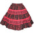 A Regal Print Square Dance Skirt made of stripe fabric in red and black, featuring ruffles, created by Square Up Fashions.