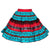 A blue and red Kokopelli Square Dance skirt with a pattern on it from Square Up Fashions.