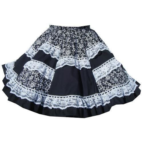 Black & White Square Dance Skirt, Skirt - Square Up Fashions