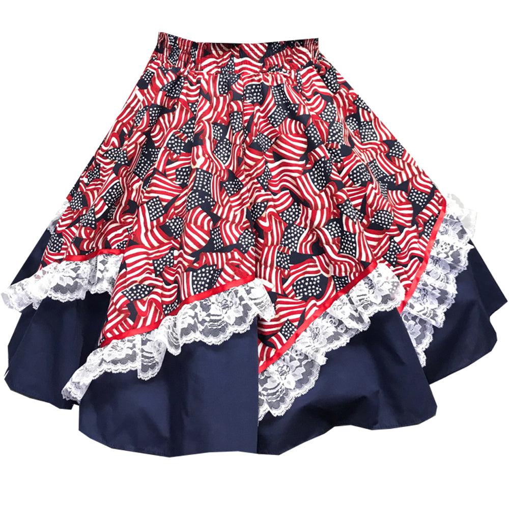 Red, White &amp; Blue Square Dance Skirt, Skirt - Square Up Fashions