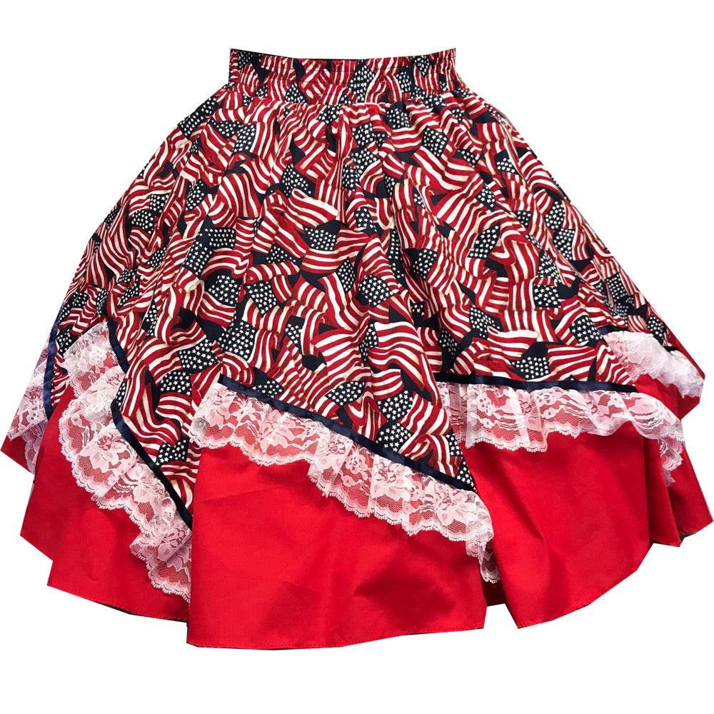 Red, White & Blue Square Dance Skirt, Skirt - Square Up Fashions