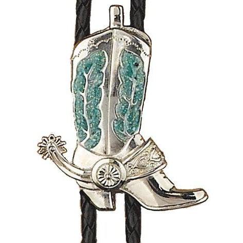 Silver &amp; Turquoise Boot Bolo, Bolo Ties - Square Up Fashions