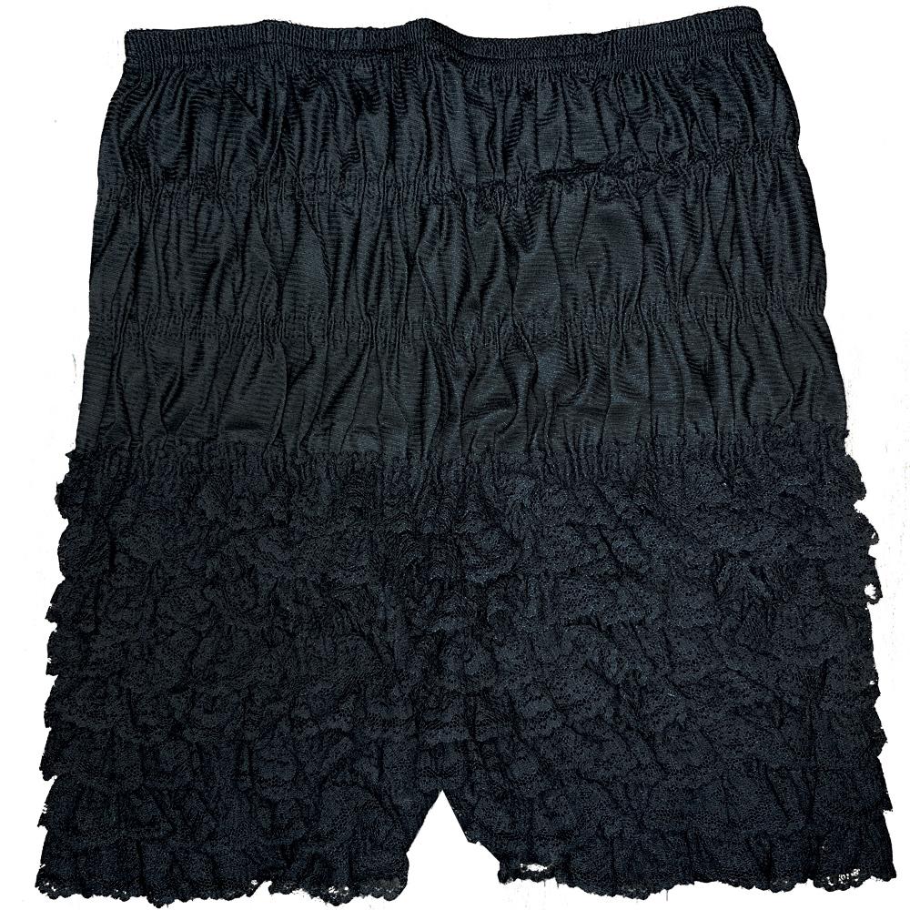 A black Pettipants with ruffles and lace on it. (Brand Name: Square Up Fashions)