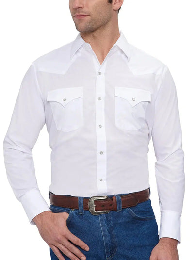 ELY Mens Long Sleeve Solid Western Snap Solid Shirt