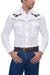 A man wearing an Ely embroidered eagle western shirt and jeans, showcasing his American pride.
