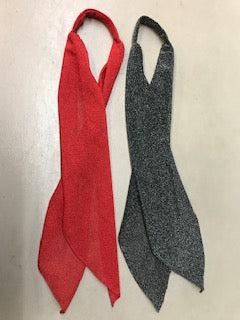 Two CLEARANCE Glitter Poly Knit Scarf Ties by Square Up Fashions on a white surface.