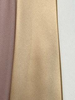A close-up of three CLEARANCE Light Weight Thin Polyester Scarf Ties by Square Up Fashions in mauve, beige, and white, arranged vertically side by side.