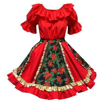 Fancy Christmas Square Dance Outfit L / Red