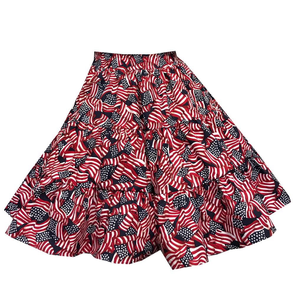 Flag Print Square Dance Skirt, Skirt - Square Up Fashions